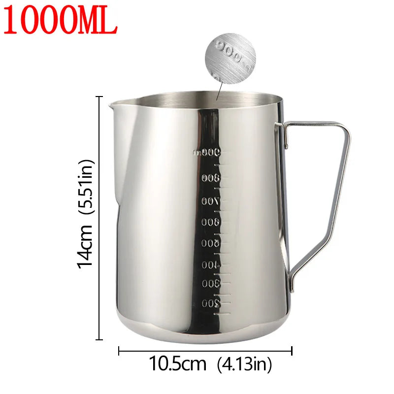 Stainless Steel Milk Frother Jug Coffee Milk Frothing Jug Latte Pitcher Measurement Jug Espresso Barista Tool Coffee Accessories