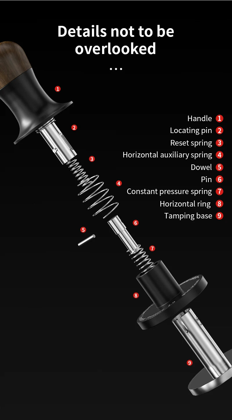 MHW-3BOMBER Tamper de Café 30lbs - Base Ondulada, Presión Constante, Tamper para Espresso con 3 Resortes, Herramienta para Baristas en Casa