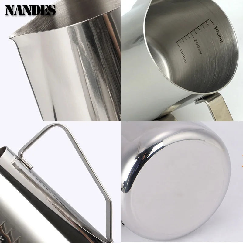 Stainless Steel Milk Frother Jug Coffee Milk Frothing Jug Latte Pitcher Measurement Jug Espresso Barista Tool Coffee Accessories