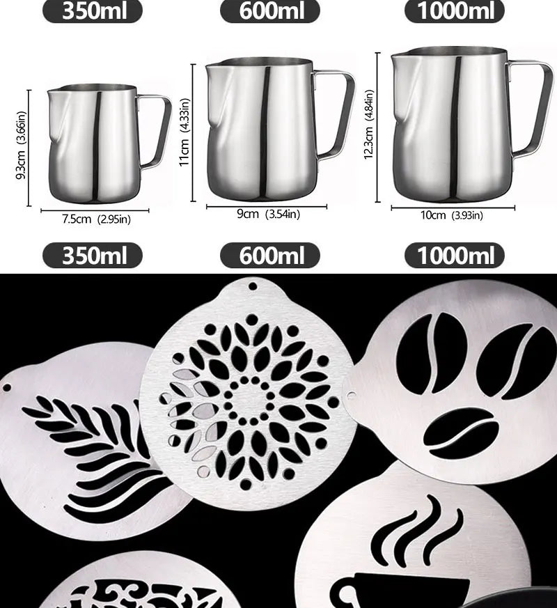 Stainless Steel Milk Frother Jug Coffee Milk Frothing Jug Latte Pitcher Measurement Jug Espresso Barista Tool Coffee Accessories