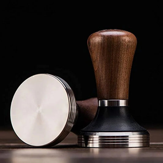 Tamper para Café Espresso - Martillo de Madera para Prensado de 51mm/53mm/58mm, Acero Inoxidable