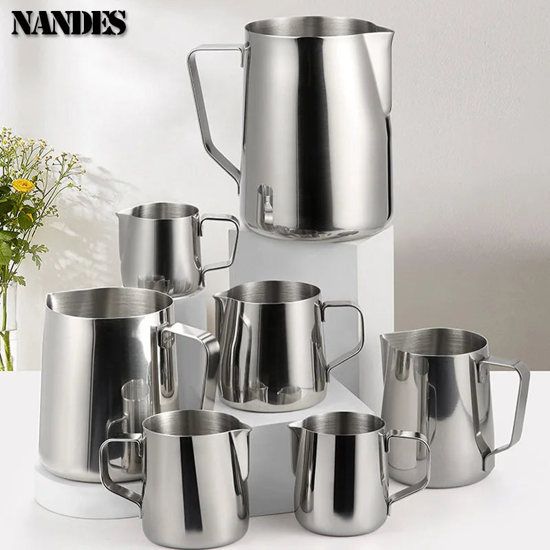 Stainless Steel Milk Frother Jug Coffee Milk Frothing Jug Latte Pitcher Measurement Jug Espresso Barista Tool Coffee Accessories