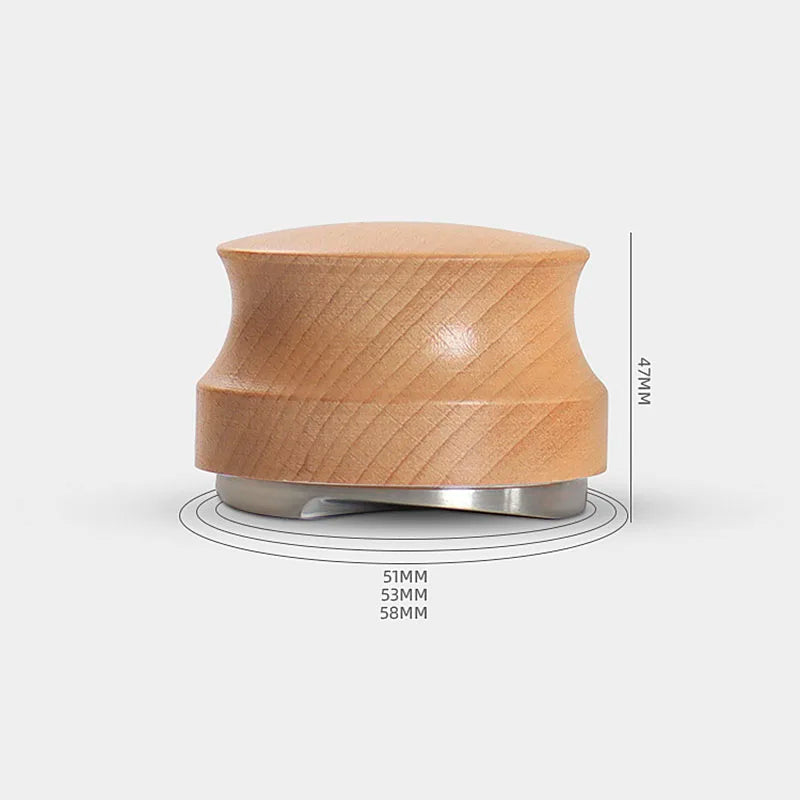 Distribuidor y Tamper de Café, Profundidad Ajustable - Tamper Manual Profesional para Espresso 51/53/58 mm, Acero Inoxidable con Mango de Madera