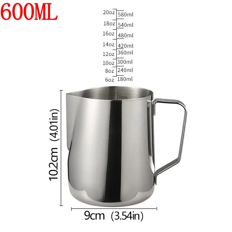 Stainless Steel Milk Frother Jug Coffee Milk Frothing Jug Latte Pitcher Measurement Jug Espresso Barista Tool Coffee Accessories