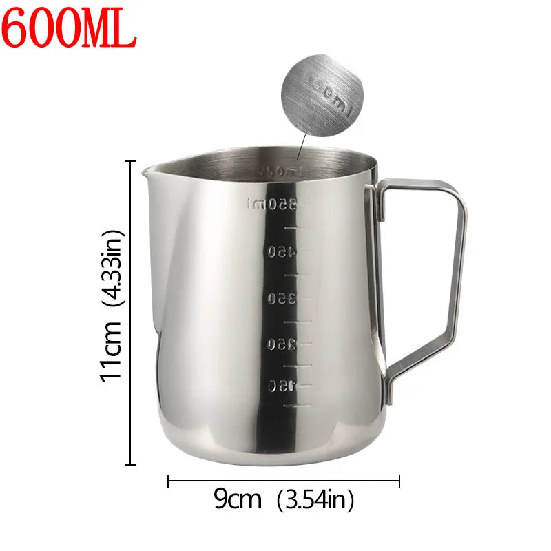 Stainless Steel Milk Frother Jug Coffee Milk Frothing Jug Latte Pitcher Measurement Jug Espresso Barista Tool Coffee Accessories