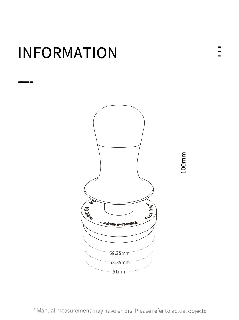 MHW-3BOMBER Tamper de Café 30lbs - Base Ondulada, Presión Constante, Tamper para Espresso con 3 Resortes, Herramienta para Baristas en Casa